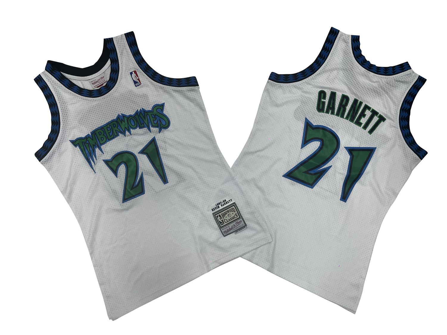 Men Minnesota Timberwolves #21 Garnett White Throwback NBA Jersey style 1
